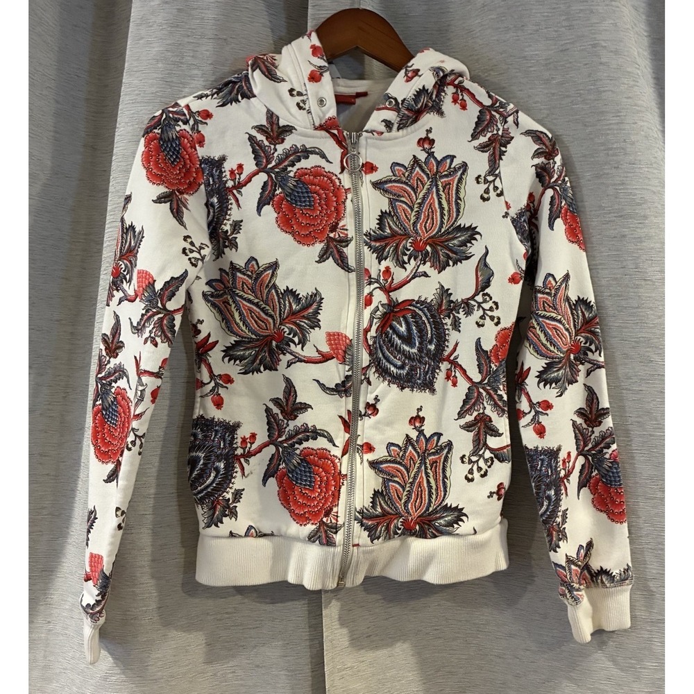 Oilily Paisley All Over Print Zip Up Hooded Jacket Multicolor Women Small Y2K